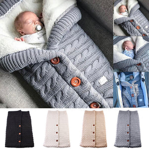 Warm Baby Blanket Soft Baby Sleeping Bag Footmuff Cotton Knitting Envelope Newborn Swadding Wrap Stroller Accessories Sleepsacks - MOUALHANE