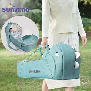 Sunveno Portable Baby Carrycot Bassinet Baby Travel Bed Crib Infant Transporter Basket Newborn Clamshell Bed for Baby 0-12Months - MOUALHANE