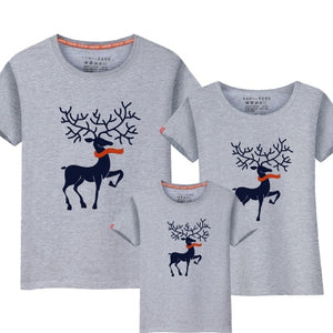 Christmas Mom Daughter Clothes Father Son Matching Clothing Family Look Family Clothing Dad Mom Boy T-Shirt Cartoon Milu Deer - MOUALHANE