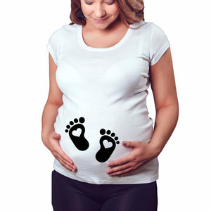 Baby Foot Maternity Clothing Tees Tops Summer Pregnant Maternity T Shirts Short Sleeve Casual Pregnancy Clothes Funny Pregnant - MOUALHANE