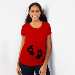 Baby Foot Maternity Clothing Tees Tops Summer Pregnant Maternity T Shirts Short Sleeve Casual Pregnancy Clothes Funny Pregnant - MOUALHANE