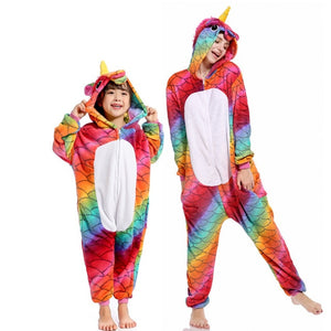 NEW mommy and me animal unicorn panda family matching pajamas clothes hooded kids mother soft sleepwear winter Christmas pyjamas - MOUALHANE