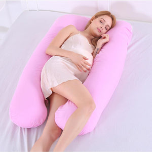 Pregnant Women Sleeping Support Pillow Cotton Pillowcase U Shape Maternity Pillows Pregnancy Side Sleeper Bedding No Filler - MOUALHANE