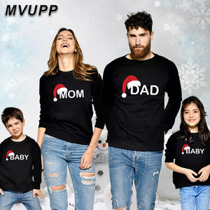 dad mom baby mother daughter father son matching sweatshirt mommy and me christmas family look outfits hat clothes funny t shirt - MOUALHANE