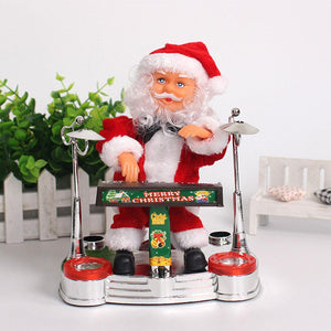 Electric Music Santa Claus Doll Santa Claus Playing Electronic Piano Ornament For Christmas Decoration - MOUALHANE