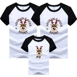 Family Look T-shirt Christmas Deer Family Matching Clothing Mother Daughter Clothes Mother Son Outfits Cotton Dad Son Clothes - MOUALHANE