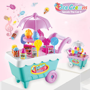 Funny Children's Ice Cream Trolley Cart Pretend-Play Candy Ice Cream Fruit Toy Sets for Girls For Birthday Gifts - MOUALHANE