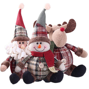 Merry Christmas Tree Ornaments Cartoon Christmas Doll toy Children Snowflake Plaid Santa Claus Elk Doll Home New Year Gifts Toys - MOUALHANE