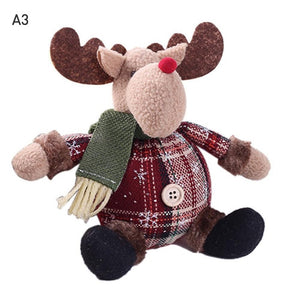 Merry Christmas Tree Ornaments Cartoon Christmas Doll toy Children Snowflake Plaid Santa Claus Elk Doll Home New Year Gifts Toys - MOUALHANE