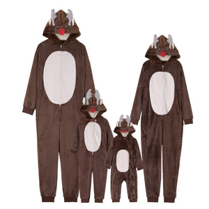 PatPat Deer Onesies Family Matching Autumn Casual Long-sleeved Family One-piece Zippered Hood Pajamas - MOUALHANE