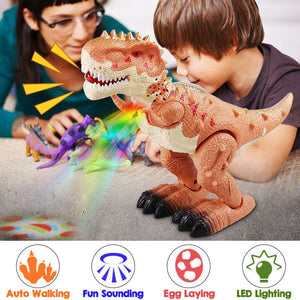 LBLA Random Colors Electric Walking Dinosaur Egg-laying Light Up Kids Toy Gift Figure Sounds Real Movement LED - MOUALHANE