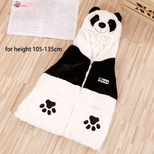 Yeaknow Girl Kids Panda Winter Warm Plush Hoodie Vest Women Soft Clothes Hooded Jacket Outerwear Veste Femme Chaqueta de mujer - MOUALHANE