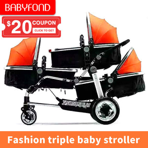 Triplet stroller  with 3 pcs car seats - MOUALHANE