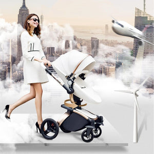 Mom Stroller Luxury Stroller Four Wheels Baby Trolley 3 Free Gifts - MOUALHANE