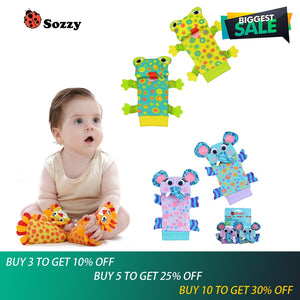 4pcs/lot Hot Sozzy Baby Toys Garden Bug Wrist Rattle and Foot Socks 4 style(2 wrist rattles 2 socks) - MOUALHANE