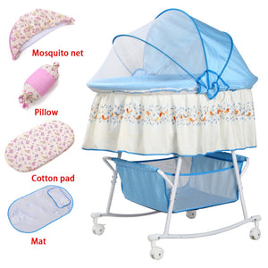 Baby cradle bed small shaker newborn bed shaker bed with mosquito net multi-function comfort bb bed with roller sleeping basket - MOUALHANE