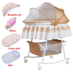 Baby cradle bed small shaker newborn bed shaker bed with mosquito net multi-function comfort bb bed with roller sleeping basket - MOUALHANE