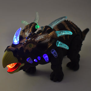 Electric Walking Triceratops Dinosaur Model with LED Sound Interactive Kids Toy - MOUALHANE