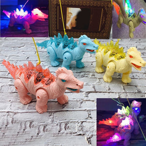 Funny Kids toys LED light dinosaurs Adults Educational Plastic Simulation Dinosaur Model Electric Walking Sound Light RC Toy - MOUALHANE