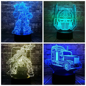 Movie transformers Optimus prime Car Robot Cartoon LED 7Color USB Charge Mood Baby Sleep Desk Night Light Kid Gift - MOUALHANE