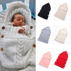 Newborn Baby Cute Knitted Crochet Hooded  Sleeping Bags Babies Swaddle Wrap Swaddling Blanket Sleep Bag - MOUALHANE