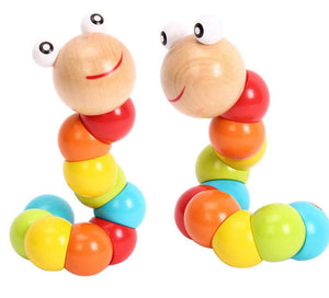 food grade wood montessori sensorial Wooden colour Caterpillars Toys for Baby Kids montessori materials - MOUALHANE