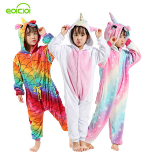 EOICIOI 21 New Sweet Cartoon Pegasus Panda Unicorn Children Boys Girls Pajamas Soft Flannel Animal Sleepwear Kids Blanket Onesie - MOUALHANE