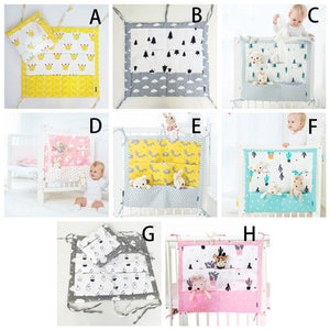 Muslin Bed Hanging Storage Bag Baby Crib Bed Brand Baby Cotton Crib Organizer 60 * 50cm Toy Diaper Pocket for Crib Bedding Set - MOUALHANE