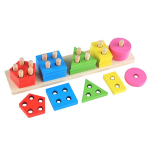 Wooden Geometric Shape Board Toy Montessori Matching Cognition Enlightenment Educational Didactic Games Wood Toys For Baby - MOUALHANE