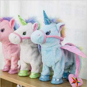 35cm Electric Walking Unicorn Plush Toy Stuffed Animal Toy Electronic Music Unicorn Toy for Children Christmas Gifts 2018 Hot - MOUALHANE