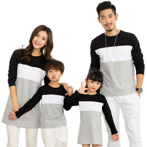 New 2019 Family Clothing Family Look Mother Daughter Dresses Father Son T-Shirt Cotton Patchwork Striped Family Matching Outfits - MOUALHANE