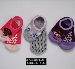 (3pcs/lot)Autumn Winter Socks Cute Unisex KidsToddler Girl Boy Short Socks Slipper,Slip-resistant floor cartoon socks 4-12T - MOUALHANE