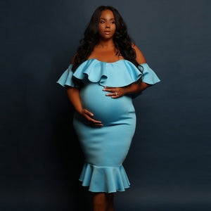 Off Shoulder Maternity Dresses For Photo Shoot Maternity Photography Props Dresses For Pregnant Women Clothes Pregnancy Dresses - MOUALHANE