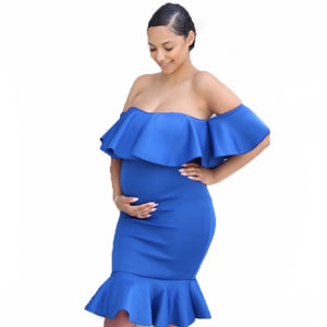 Off Shoulder Maternity Dresses For Photo Shoot Maternity Photography Props Dresses For Pregnant Women Clothes Pregnancy Dresses - MOUALHANE