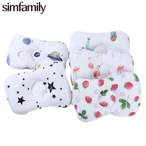 [simfamily] Comfortable Cartoon Infant Support Prevent Anti Roll Baby Pillow Flat Head Neck Infant Cotton Cushion Baby Pillows - MOUALHANE