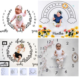 Infant Baby Milestone Blanket Photo Photography Prop Blankets Backdrop Cloth Calendar Bebe Boy Girl Photo Accessories 100x100cm - MOUALHANE