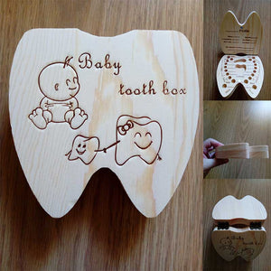 Baby Tooth Box Poland/English/Dutch/Russian/French /Italian  Wooden Milk Teeth Organizer Storage Boys Girls Baby Souvenirs Gift - MOUALHANE